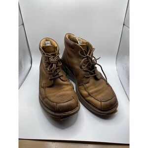 Justin Leather Ankle Boots Casual‎ Lace Up Round Toe Brown Size 11